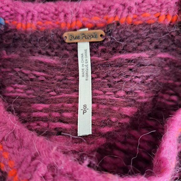 Free People Castles in the Sky Pullover Sweater Women's Multi Balloon Sleeve S - Picture 8 of 9